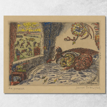 L'Accidia James Ensor jen30 quadro stampato su tela