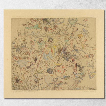 Diavoli Che Frustano Angeli E Arcangeli James Ensor jen44 quadro stampato su tela