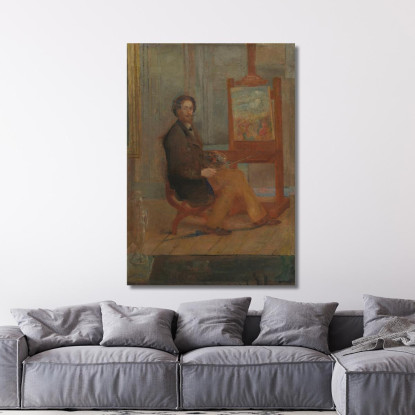Ensor Al Suo Cavalletto James Ensor jen46 quadro stampato su tela