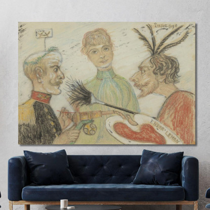 Ensor E Il Generale Leman James Ensor jen47 quadro stampato su tela