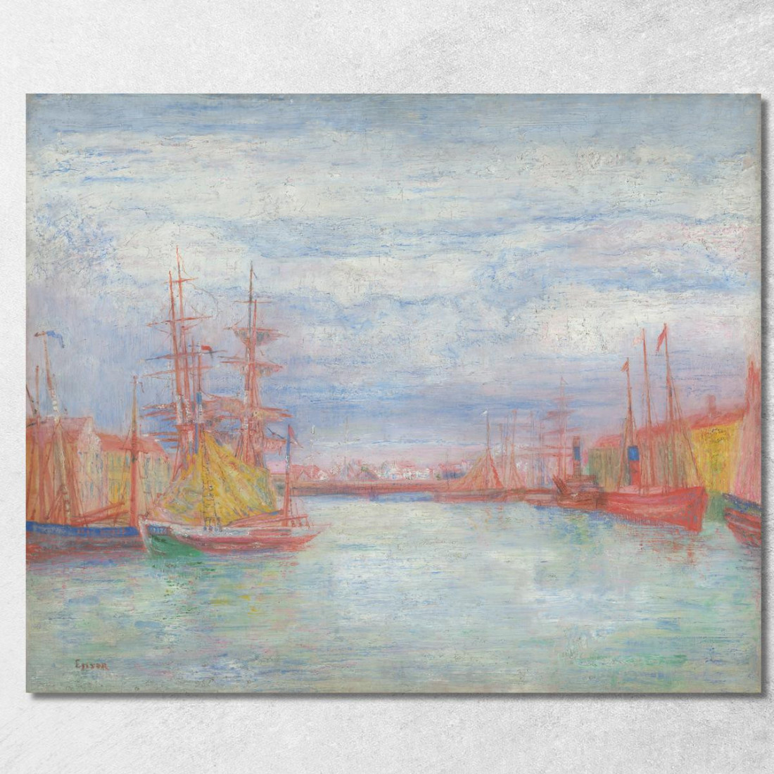 Porto Di Ostenda James Ensor jen73 quadro stampato su tela Porto Di Ostenda James Ensor jen73 quadro stampato su tela