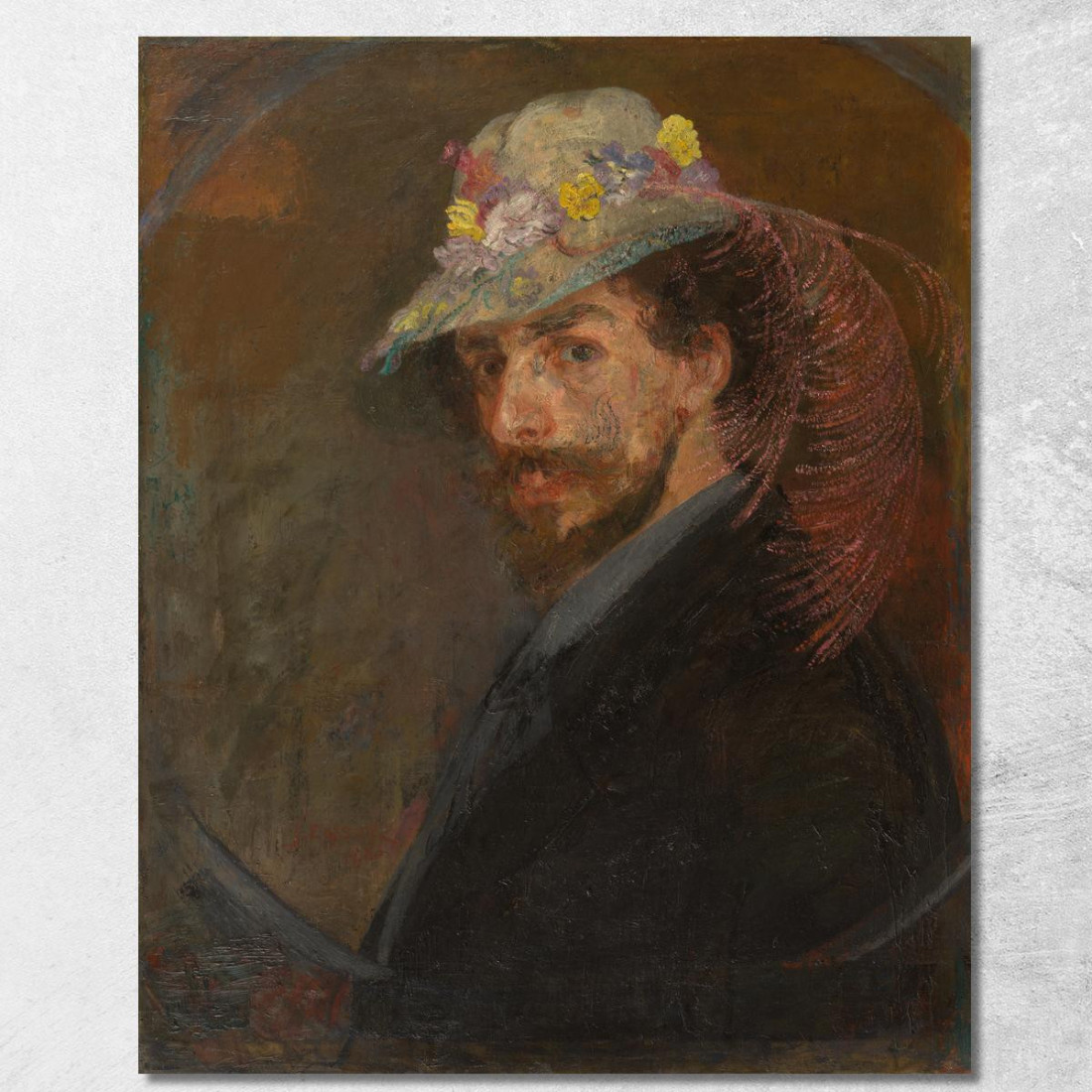 Autoritratto Con Cappello Fiorito James Ensor jen81 quadro stampato su tela