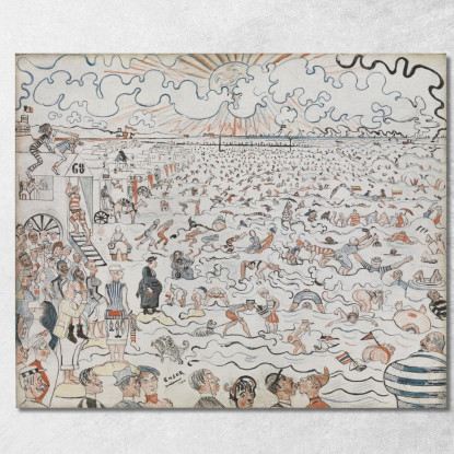 La Spiaggia Di Ostenda James Ensor jen92 quadro stampato su tela