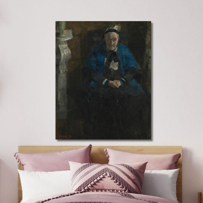 Donna Con Scialle Blu James Ensor jen119 quadro stampato su tela