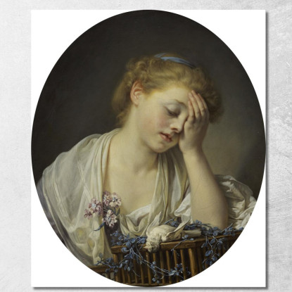 A Girl With A Dead Canary Jean-Baptiste Greuze jbg2 canvas print