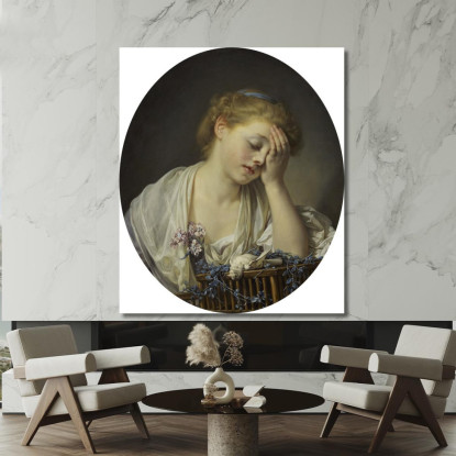 A Girl With A Dead Canary Jean-Baptiste Greuze jbg2 canvas print