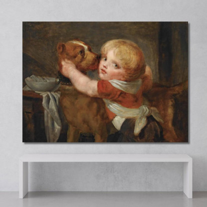 A Young Boy With A Dog Jean-Baptiste Greuze jbg3 canvas print