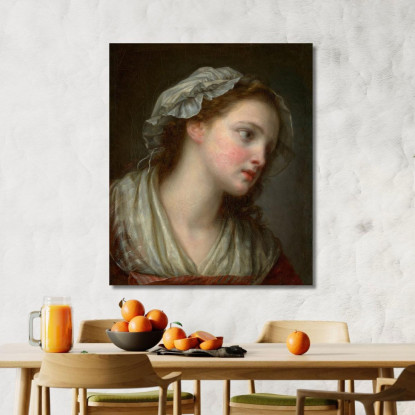 Girl With Bonnet Jean-Baptiste Greuze jbg21 canvas print