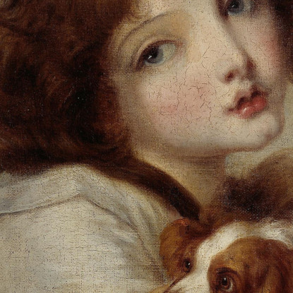 Portrait Of A Little Girl With A Small Dog Jean-Baptiste Greuze jbg40 canvas print