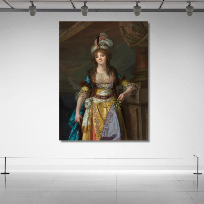 Portrait Of A Lady In Turkish Fancy Dress Jean-Baptiste Greuze jbg44 canvas print