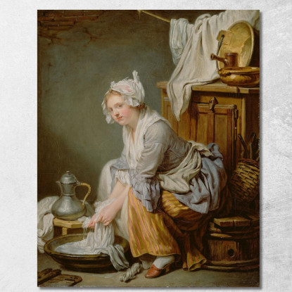 The Laundress (La Blanchisseuse) Jean-Baptiste Greuze jbg69 canvas print