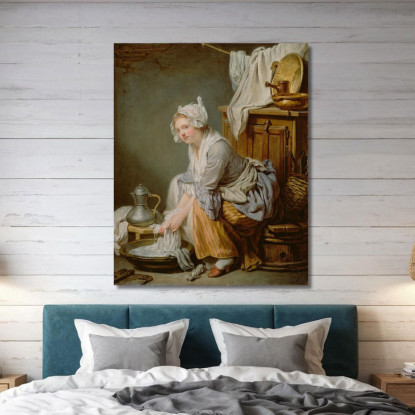 The Laundress (La Blanchisseuse) Jean-Baptiste Greuze jbg69 canvas print