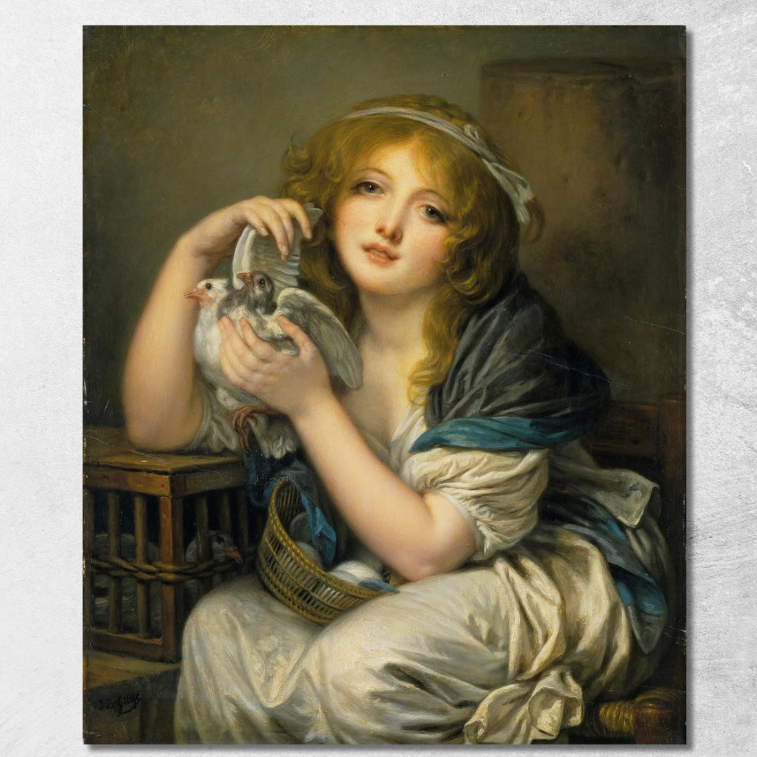 Woman With Doves Jean-Baptiste Greuze jbg76 canvas print Woman With Doves Jean-Baptiste Greuze jbg76 canvas print