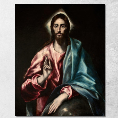 Cristo Salvatore El Greco (Domenikos Theotokopoulos) egr10 quadro stampato su tela