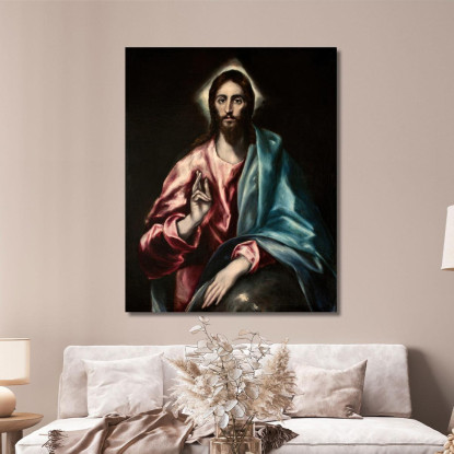 Cristo Salvatore El Greco (Domenikos Theotokopoulos) egr10 quadro stampato su tela