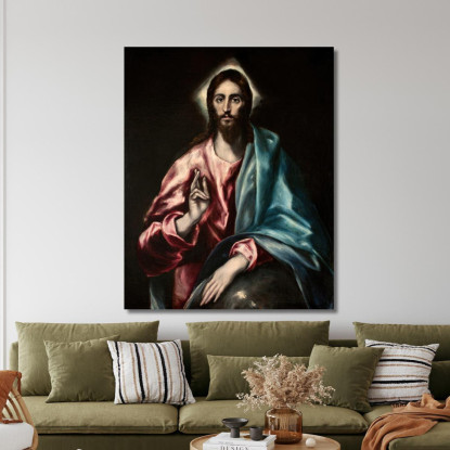 Cristo Salvatore El Greco (Domenikos Theotokopoulos) egr10 quadro stampato su tela