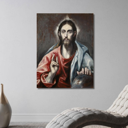 Cristo Benedicente Il Salvatore Del Mondo El Greco (Domenikos Theotokopoulos) egr11 quadro stampato su tela