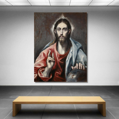 Cristo Benedicente Il Salvatore Del Mondo El Greco (Domenikos Theotokopoulos) egr11 quadro stampato su tela