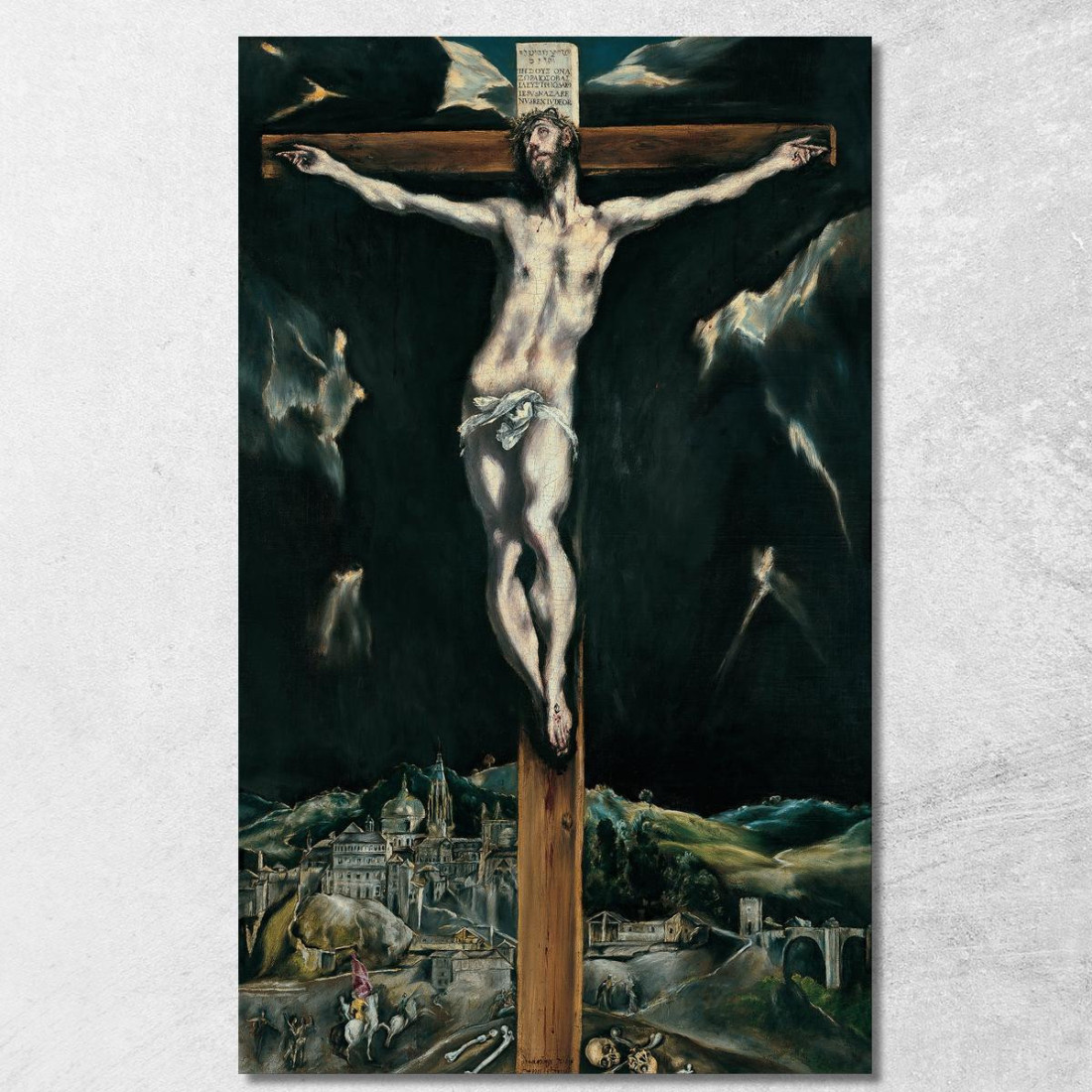 Cristo Crocifisso Con Toledo Sullo Sfondo El Greco (Domenikos Theotokopoulos) egr14 quadro stampato su tela Cristo Crocifisso Con Toledo Sullo Sfondo El Greco (Domenikos Theotokopoulos) egr14 quadro stampato su tela