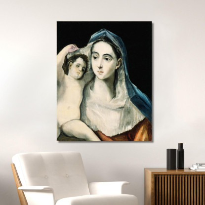 Madonna E Bambino El Greco (Domenikos Theotokopoulos) egr23 quadro stampato su tela