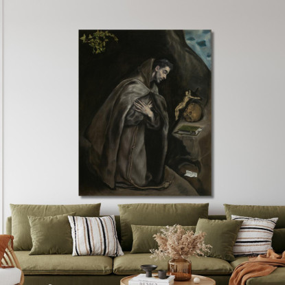 San Francesco In Preghiera In Meditazione El Greco (Domenikos Theotokopoulos) egr33 quadro stampato su tela