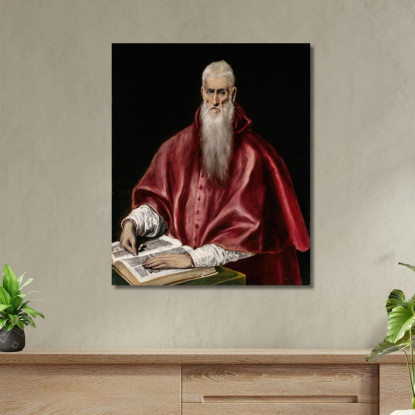 San Girolamo Come Studioso El Greco (Domenikos Theotokopoulos) egr37 quadro stampato su tela