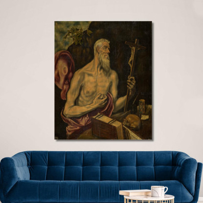 San Girolamo In Penitenza El Greco (Domenikos Theotokopoulos) egr44 quadro stampato su tela