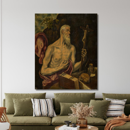 San Girolamo In Penitenza El Greco (Domenikos Theotokopoulos) egr44 quadro stampato su tela