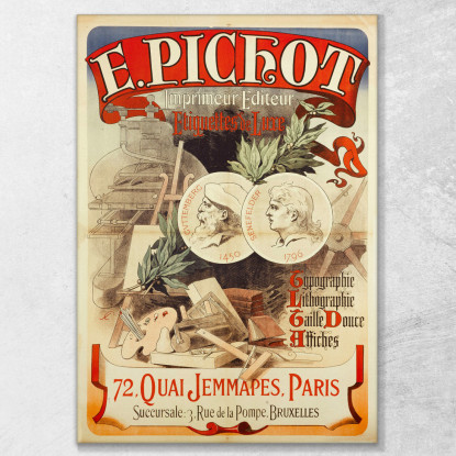 E Pichot Stampante Editore Tipografia Di Etichette Di Lusso Jules Chéret jch29 quadro stampato su tela