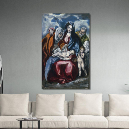 La Sacra Famiglia Con Sant'Anna E Il Bambino Giovanni Battista El Greco (Domenikos Theotokopoulos) egr61 quadro stampato su tel