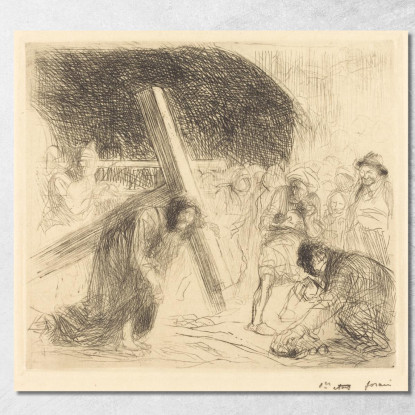 Cristo Che Porta La Croce Settima Lastra Jean-Louis Forain jfr15 quadro stampato su tela