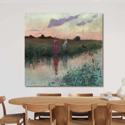 La Moglie Dell'Artista Che Pesca Jean-Louis Forain jfr48 quadro stampato su tela