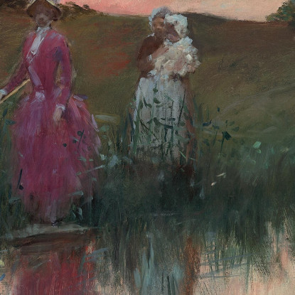 La Moglie Dell'Artista Che Pesca Jean-Louis Forain jfr48 quadro stampato su tela