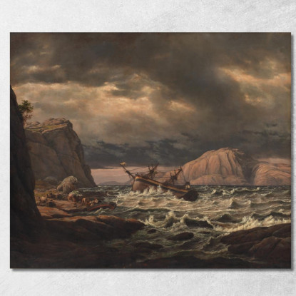 Un Naufragio Sulla Costa Della Norvegia Johan Christian Dahl jcd1 quadro stampato su tela