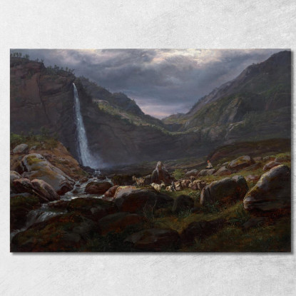 Cascata Di Feige (Feigefossen) Lysterfjord Norvegia Johan Christian Dahl jcd18 quadro stampato su tela