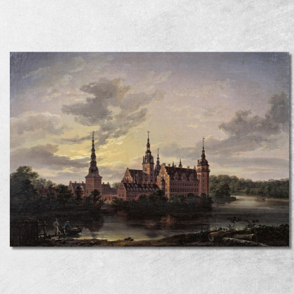 Castello Di Frederiksborg Al Chiaro Di Luna 2 Johan Christian Dahl jcd20 quadro stampato su tela