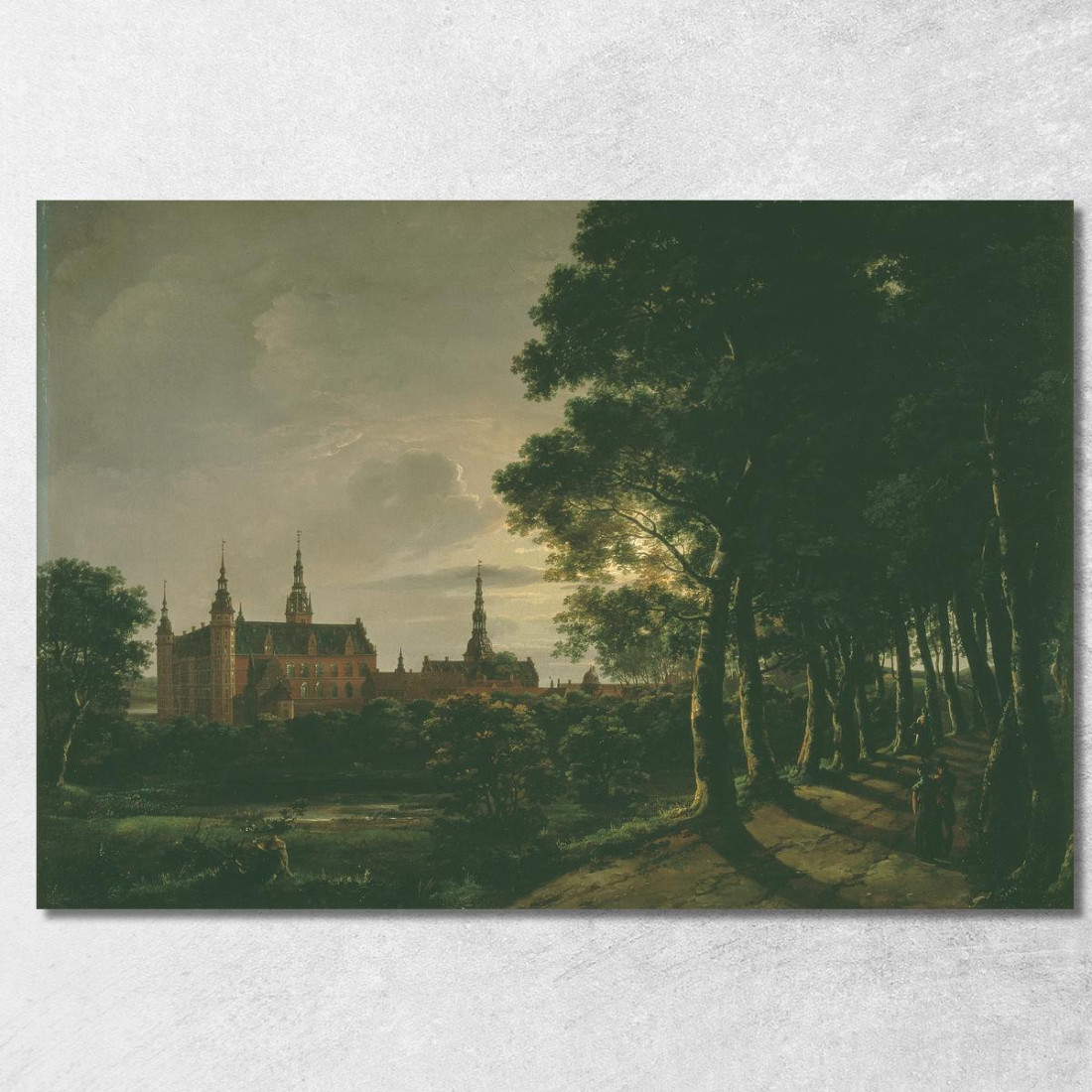 Castello Di Frederiksborg Al Chiaro Di Luna Johan Christian Dahl jcd21 quadro stampato su tela Castello Di Frederiksborg Al Chiaro Di Luna Johan Christian Dahl jcd21 quadro stampato su tela
