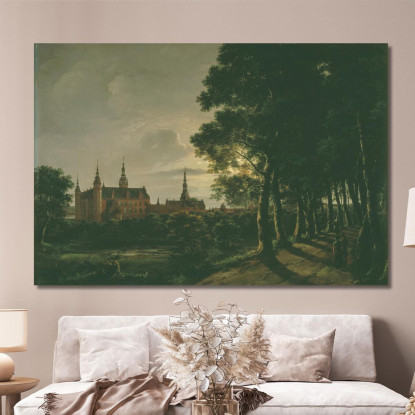 Castello Di Frederiksborg Al Chiaro Di Luna Johan Christian Dahl jcd21 quadro stampato su tela