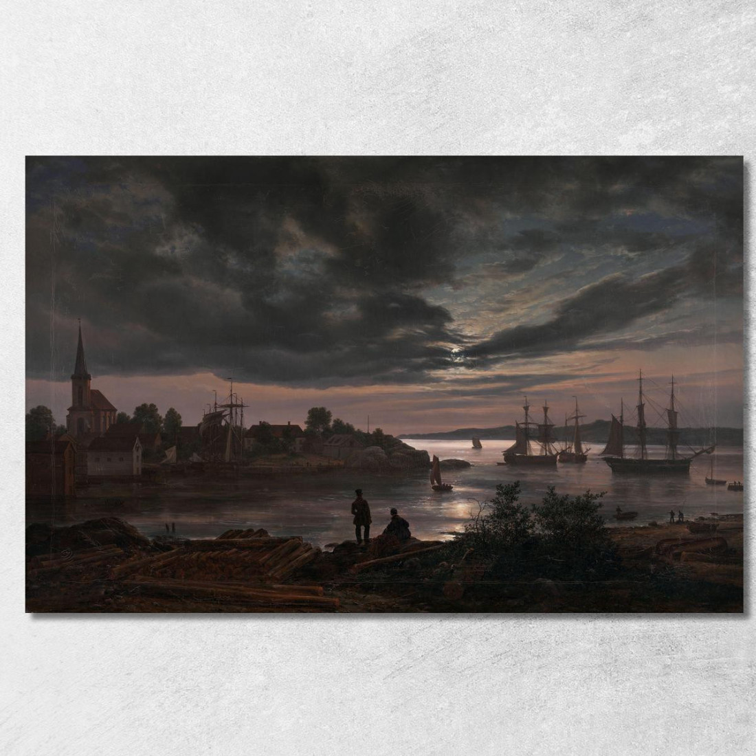 Larvik Al Chiaro Di Luna Johan Christian Dahl jcd34 quadro stampato su tela Larvik Al Chiaro Di Luna Johan Christian Dahl jcd34 quadro stampato su tela