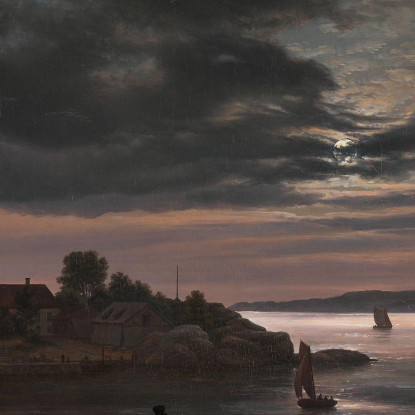 Larvik Al Chiaro Di Luna Johan Christian Dahl jcd34 quadro stampato su tela