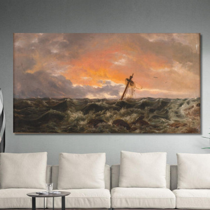 Paesaggio Marino Con Un Relitto Johan Christian Dahl jcd45 quadro stampato su tela