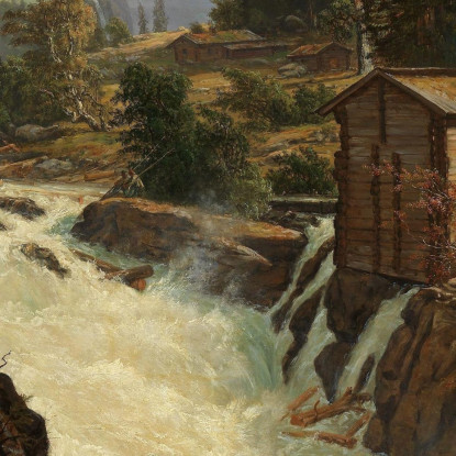 Le Cascate Superiori Del Labrofoss Johan Christian Dahl jcd70 quadro stampato su tela