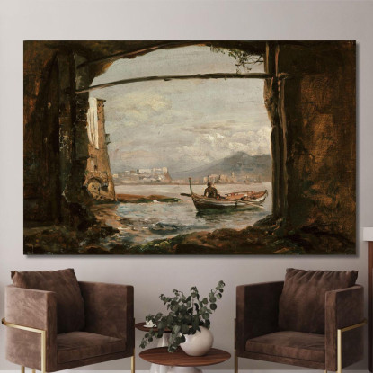 Veduta Da Una Grotta Vicino A Posillipo Johan Christian Dahl jcd79 quadro stampato su tela