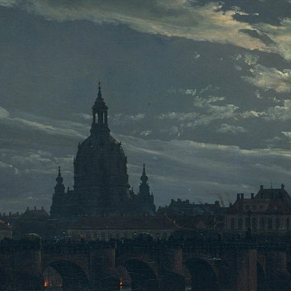 Veduta Di Dresda Al Chiaro Di Luna Johan Christian Dahl jcd85 quadro stampato su tela