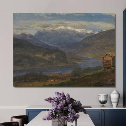 Veduta Di Hjelle In Valdres Johan Christian Dahl jcd88 quadro stampato su tela