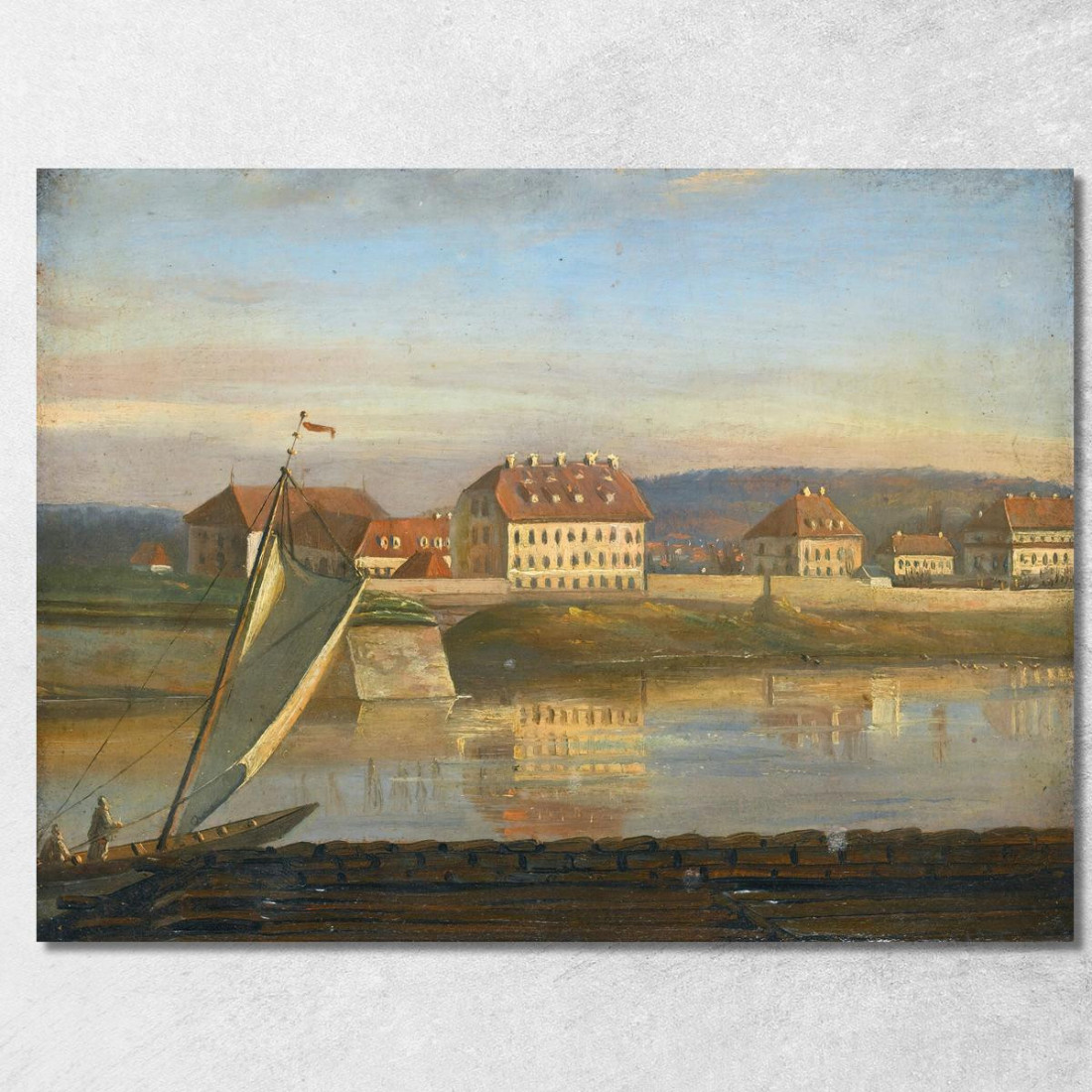 Veduta Sull'Elba E Le Caserme Johan Christian Dahl jcd95 quadro stampato su tela Veduta Sull'Elba E Le Caserme Johan Christian Dahl jcd95 quadro stampato su tela