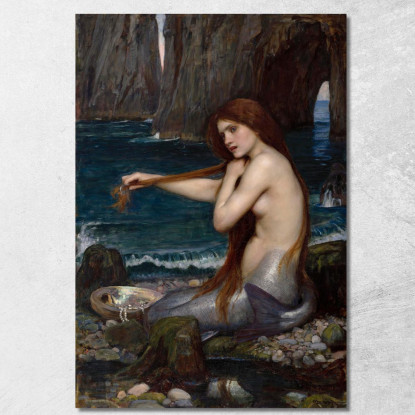 Una Sirena John William Waterhouse jww1 quadro stampato su tela