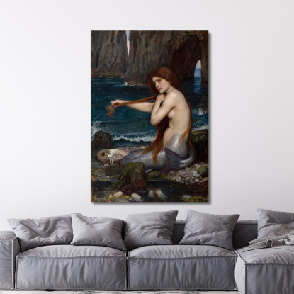 Una Sirena John William Waterhouse jww1 quadro stampato su tela