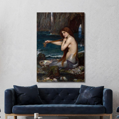 Una Sirena John William Waterhouse jww1 quadro stampato su tela