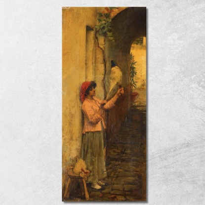 Una Filatrice Napoletana John William Waterhouse jww2 quadro stampato su tela